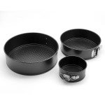 Set of 3 pieces round shapes for cakes, metallic, black color